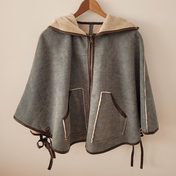 AS-IS Anthropologie "Hei Hei" Reversible Poncho Jacket w/ Hood-M/L - Picture 3 of 15